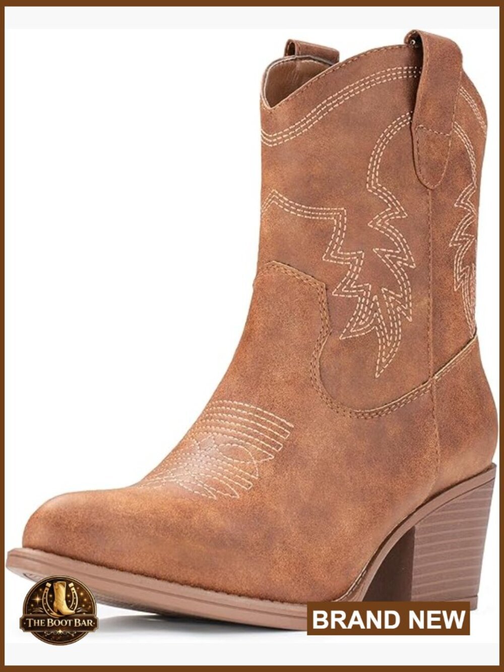 Embroidered Pointed Toe Ankle Cowgirl Boots Wide Calf